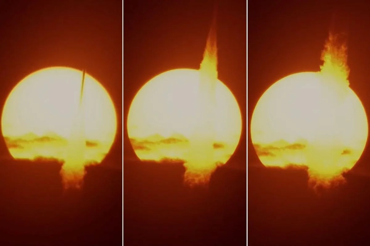 Fotógrafo brasileiro capta foguete cruzando o Sol em impressionante registro