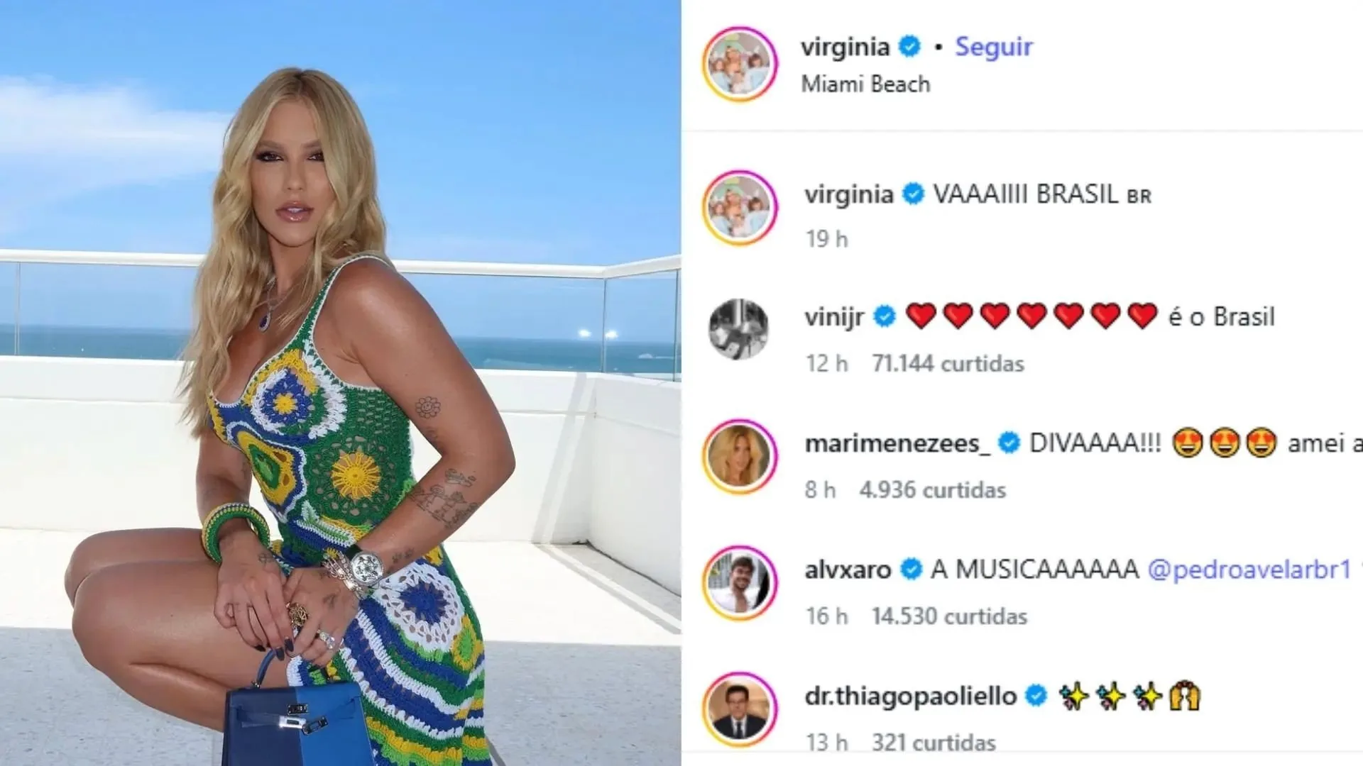 Virginia Fonseca exibe vestido capixaba e chama atenção de Vini Jr. durante jogo da Seleção Brasileira