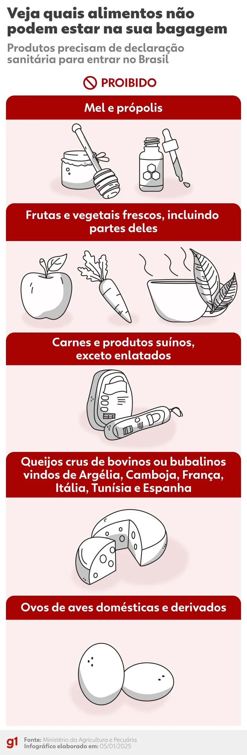 Novas regras sobre alimentos trazidos do exterior entram em vigor no Brasil