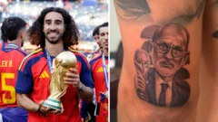 Cucurella tatua retrato do técnico Luis de la Fuente