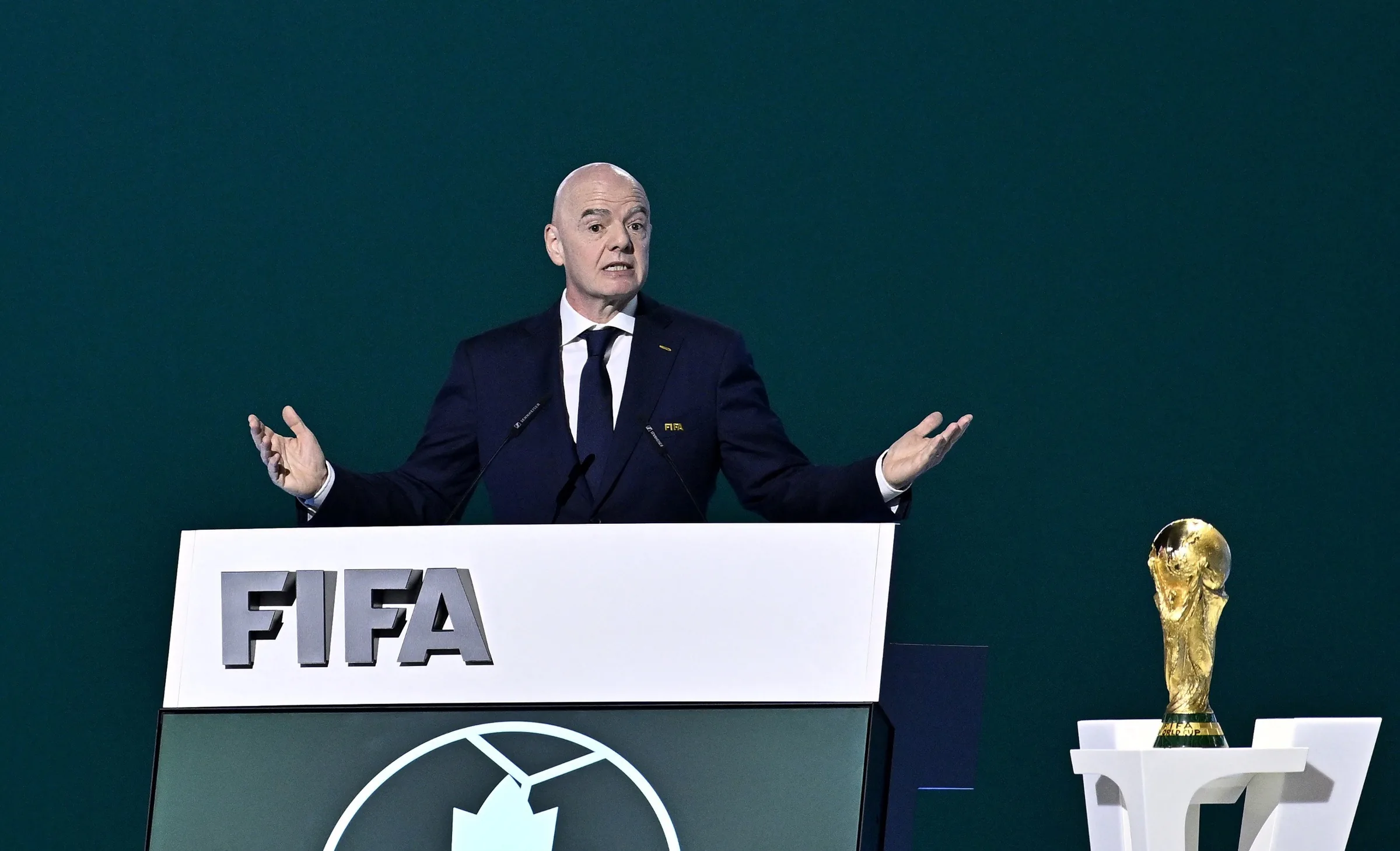 Vídeo de Infantino comemorando vitória da Argentina é falso