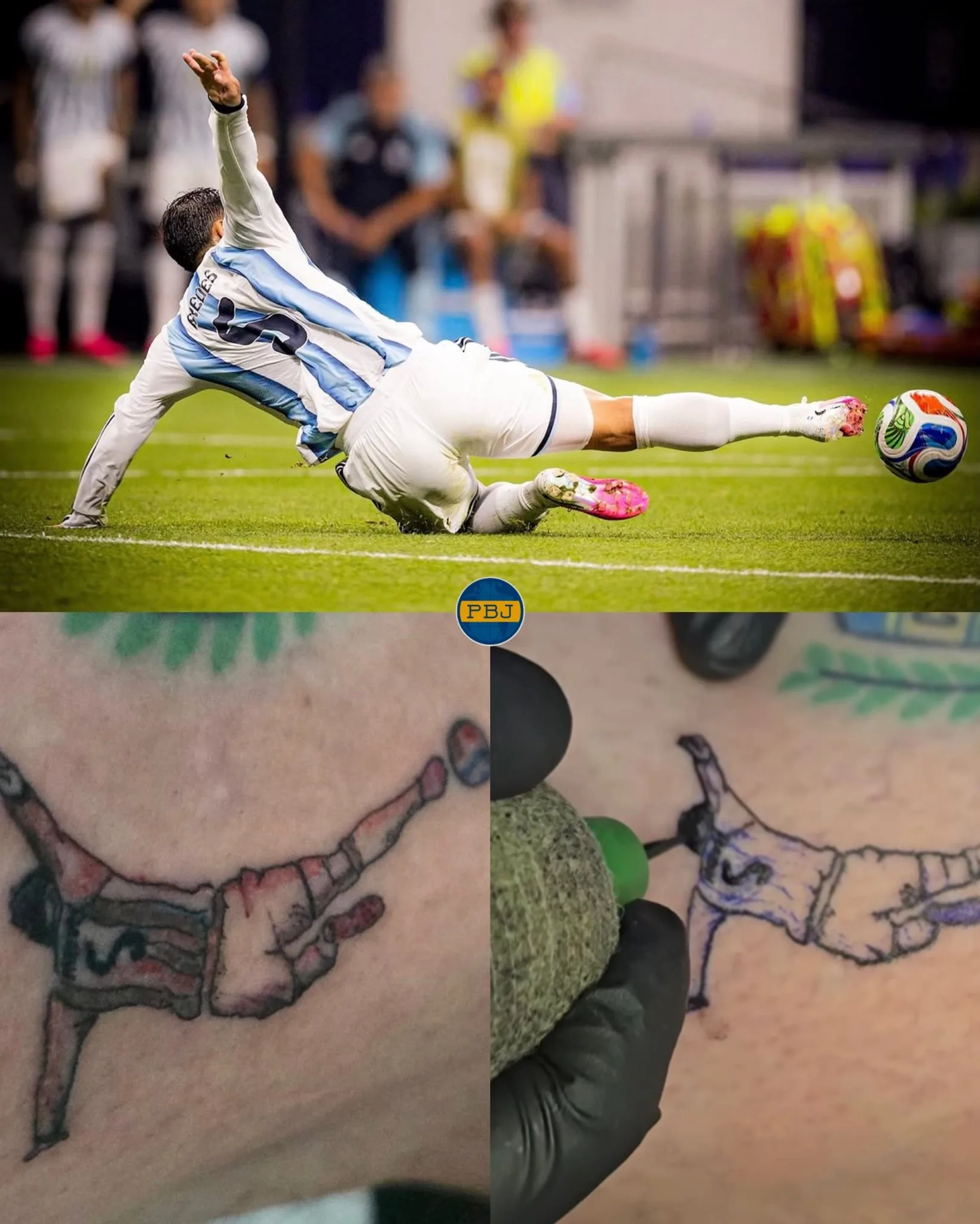 Torcedor tatua momento decisivo da vitória da Argentina sobre o Egito