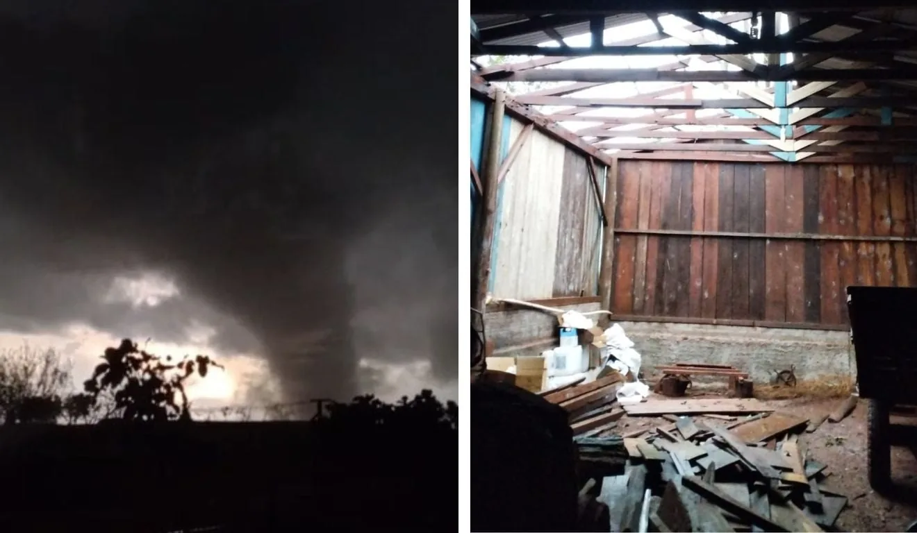 Tornado no Rio Grande do Sul causa destruição em áreas rurais