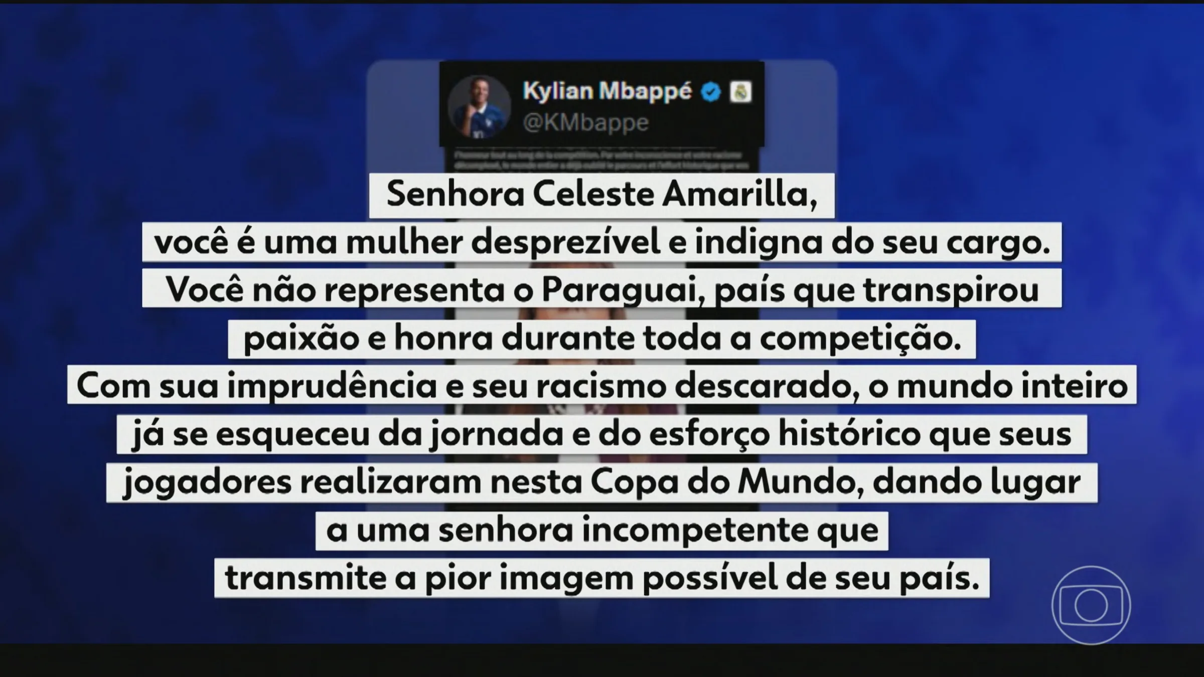 Senadora do Paraguai profere insultos racistas contra o atacante francês Kylian Mbappé
