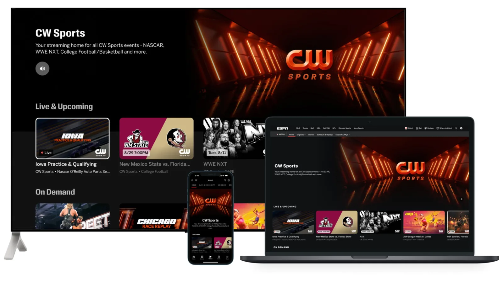 Programação esportiva ao vivo da CW chega à ESPN em 4 de agosto