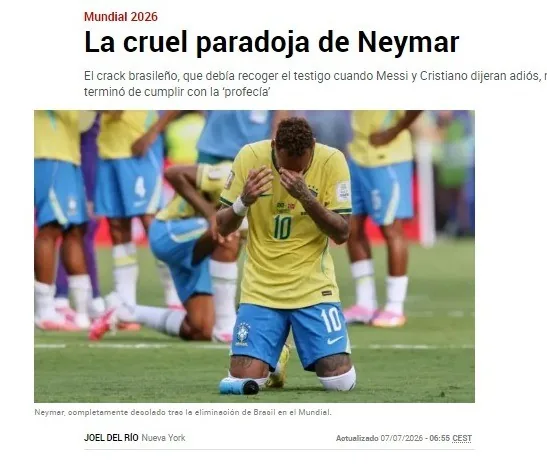 Jornal espanhol diz que Neymar vive "paradoxo cruel" ao se despedir antes de Messi e CR7