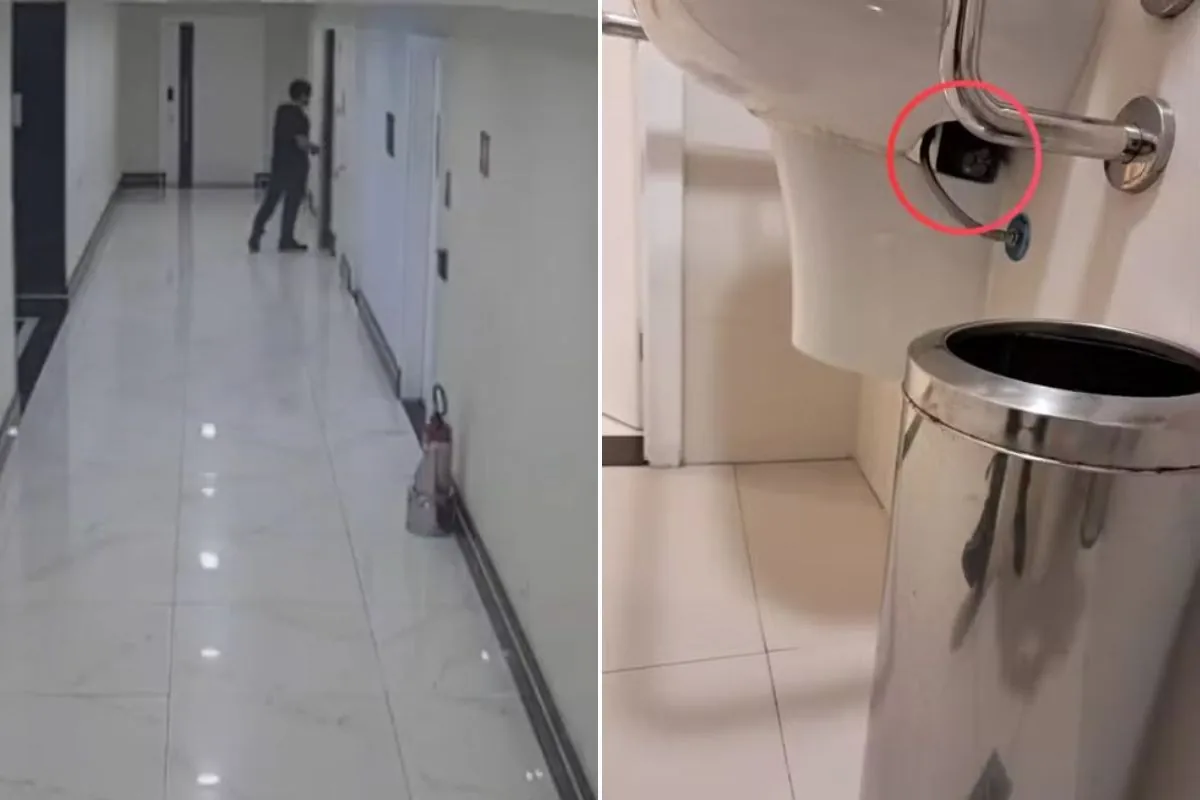 Homem é flagrado gravando mulheres em banheiro de prédio em Santos