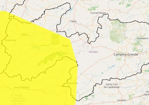 Inmet renova alerta de baixa umidade do ar em 82 cidades da Paraíba