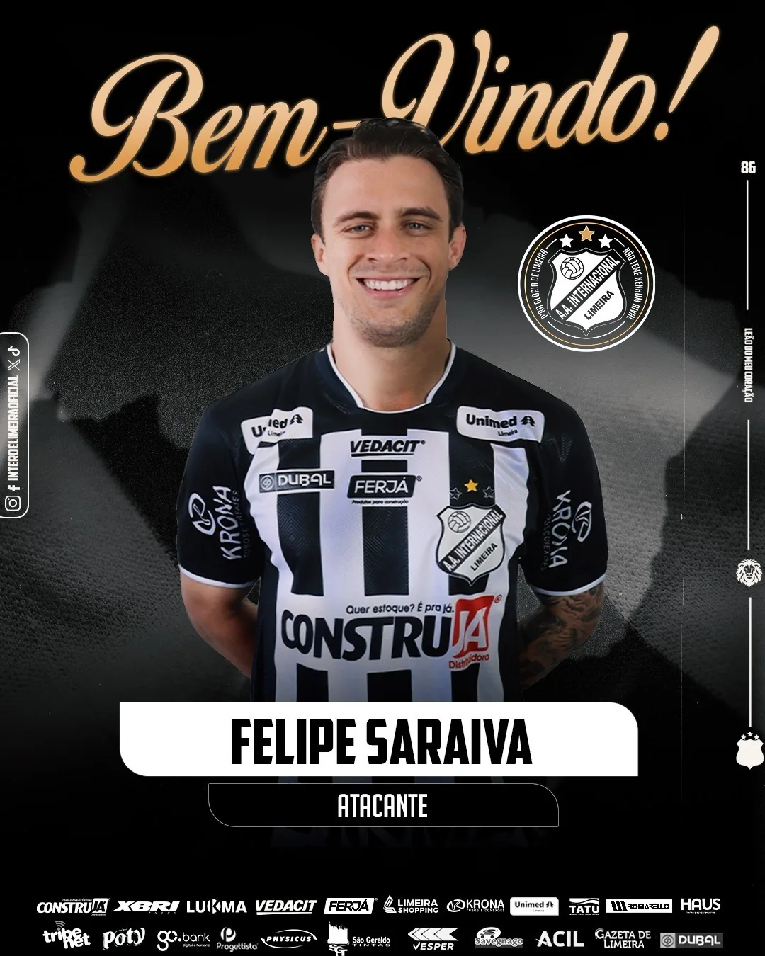 Inter de Limeira oficializa Felipe Saraiva para fase decisiva da Série C: "Bem-vindo de volta"