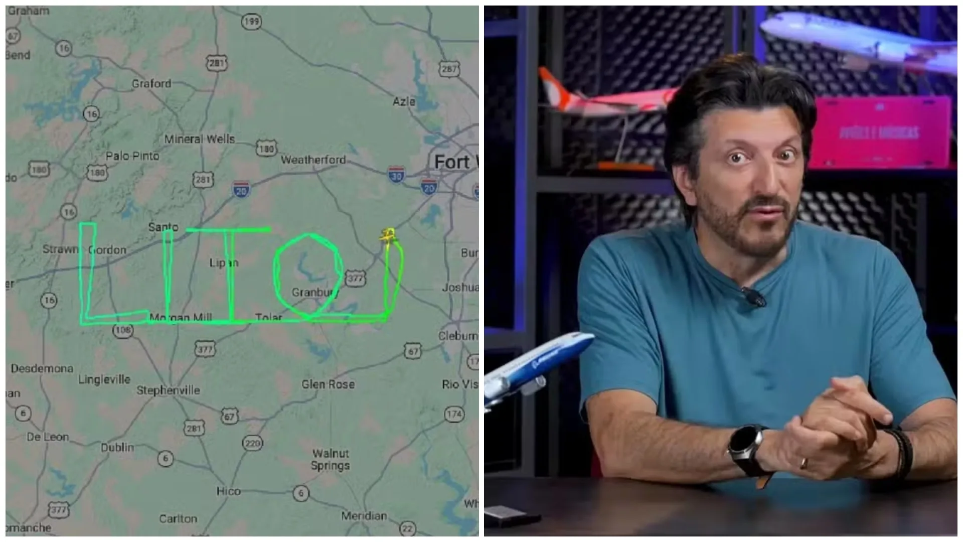 Piloto brasileiro desenha nome de Lito no céu dos EUA