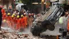 Várias pessoas ficaram enterradas após colapso de edifício residencial em Delhi