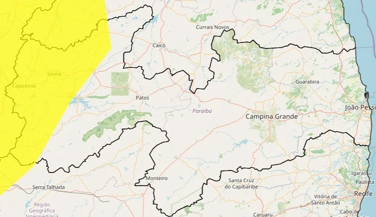Inmet emite alerta de baixa umidade para mais de 40 cidades da Paraíba