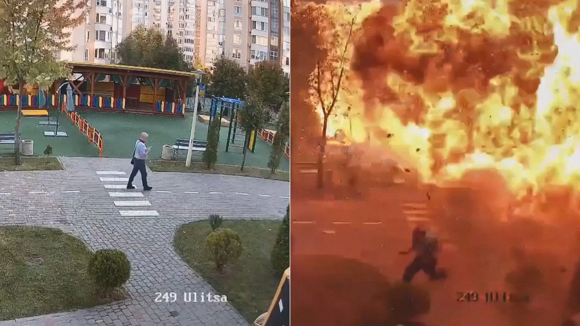 Homem escapa por pouco de ataque de drone perto de Kiev