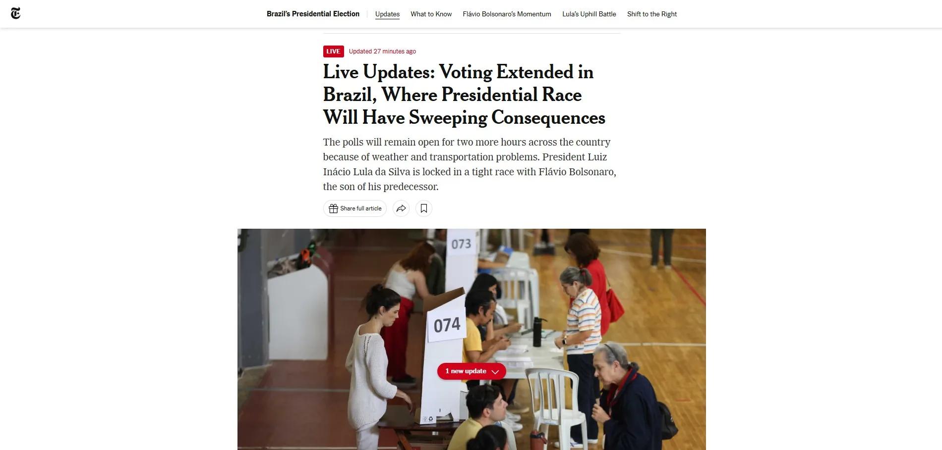 Imprensa internacional destaca prorrogação da votação no 2º turno das eleições brasileiras