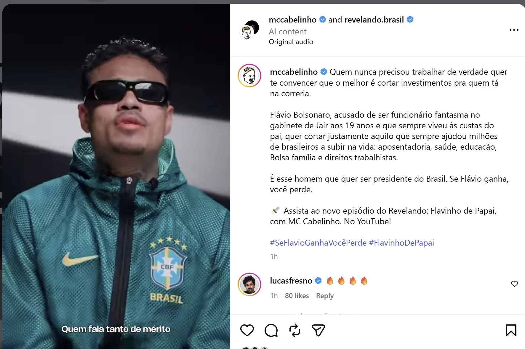 Meta retira vídeo sobre Flávio Bolsonaro do ar