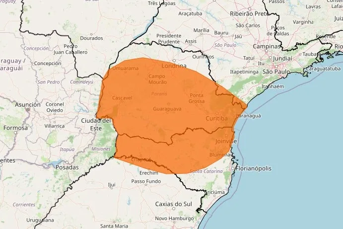 Alerta de tempestade com ventos de até 100 km/h é ampliado pelo Inmet